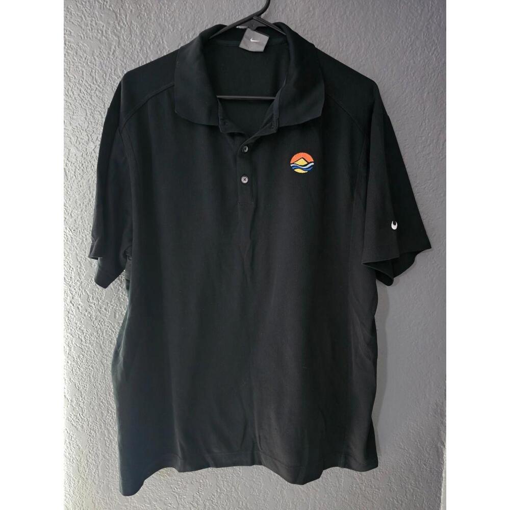 Men's Nike Golf Polo Shirt Size X Large Dri-Fit Short Sleeve Black Rugby Collar